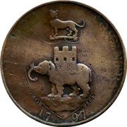 UK Half Penny St.Mary Hall 1797 17 97 coin reverse