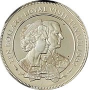 Tuvalu Ten Dollars Royal Visit 1982 KM# 15 1982 ROYAL VISIT TEN DOLLARS TUVALU coin reverse Tuvalu Ten Dollars Royal Visit 1982 KM# 15 1982 ROYAL VISIT TEN DOLLARS TUVALU coin reverse