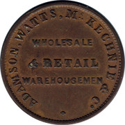 Australia 1/2 Penny 1855 KM# Tn8.1 Private Token issues ADAMSON, WATTS, MCKECHNIE & CO. WHOLESALE & RETAIL WAREHOUSEMEN coin obverse Australia 1/2 Penny 1855 KM# Tn8.1 Private Token issues ADAMSON, WATTS, MCKECHNIE & CO. WHOLESALE & RETAIL WAREHOUSEMEN coin obverse