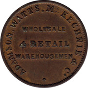 Australia 1/2 Penny 1855 KM# Tn8.2 Private Token issues ADAMSON, WATTS. MCKENNIE & CO WHOLESALE & RETAIL WAREHOUSEMEN coin obverse Australia 1/2 Penny 1855 KM# Tn8.2 Private Token issues ADAMSON, WATTS. MCKENNIE & CO WHOLESALE & RETAIL WAREHOUSEMEN coin obverse