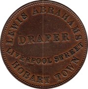 Australia 1/2 Penny 1855 KM# Tn6 Private Token issues LEWIS ABRAHAMS DRAPER LIVERPOOL STREET HOBART TOWN coin reverse Australia 1/2 Penny 1855 KM# Tn6 Private Token issues LEWIS ABRAHAMS DRAPER LIVERPOOL STREET HOBART TOWN coin reverse