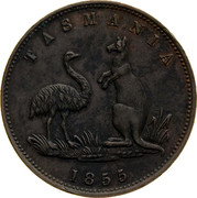 Australia 1/2 Penny 1855 KM# Tn269 Private Token issues TASMANIA coin reverse Australia 1/2 Penny 1855 KM# Tn269 Private Token issues TASMANIA coin reverse