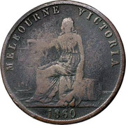 Australia 1/2 Penny 1860 KM# Tn12 Private Token issues MELBOURNE VICTORIA 1860 coin obverse Australia 1/2 Penny 1860 KM# Tn12 Private Token issues MELBOURNE VICTORIA 1860 coin obverse