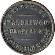 Australia 1/2 Penny 1860 KM# Tn12 Private Token issues MELBOURNE JNO ANDREW & CO DRAPERS & C 11 LONSDALE ST. WEST coin reverse Australia 1/2 Penny 1860 KM# Tn12 Private Token issues MELBOURNE JNO ANDREW & CO DRAPERS & C 11 LONSDALE ST. WEST coin reverse