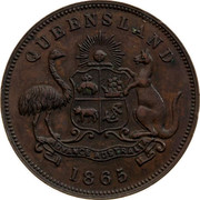 Australia 1/2 Penny 1865 KM# Tn195 Private Token issues QUEENSLAND ADVANCE AUSTRALIA 1865 coin reverse Australia 1/2 Penny 1865 KM# Tn195 Private Token issues QUEENSLAND ADVANCE AUSTRALIA 1865 coin reverse