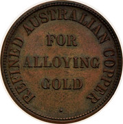 Australia 1/2 Penny Joseph Lane & Son ND KM# Tn279 REFINED AUSTRALIAN COPPER FOR ALLOYING GOLD coin reverse Australia 1/2 Penny Joseph Lane & Son ND KM# Tn279 REFINED AUSTRALIAN COPPER FOR ALLOYING GOLD coin reverse