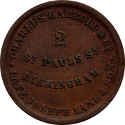 Australia 1/2 Penny ND KM# Tn290 Foreign Token issues CHARLES HARROLD & CO. LATE JOSEPH LANE & SON ST. PAULS ST. BIRMINGHAM coin obverse Australia 1/2 Penny ND KM# Tn290 Foreign Token issues CHARLES HARROLD & CO. LATE JOSEPH LANE & SON ST. PAULS ST. BIRMINGHAM coin obverse