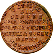 Australia 1/2 Penny ND KM# Tn217 Private Token issues T. STOKES DIE SINKER SEAL ENGRAVER LETTER CUTTER CHECK & TOKEN MAKER MELBOURNE coin obverse Australia 1/2 Penny ND KM# Tn217 Private Token issues T. STOKES DIE SINKER SEAL ENGRAVER LETTER CUTTER CHECK & TOKEN MAKER MELBOURNE coin obverse