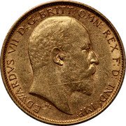 Australia 1/2 Sovereign Edward VII 1907 KM# 14 EDWARDVS VII D: G: BRITT: OMN: REX F: D: IND: IMP: DeS. coin obverse Australia 1/2 Sovereign Edward VII 1907 KM# 14 EDWARDVS VII D: G: BRITT: OMN: REX F: D: IND: IMP: DeS. coin obverse