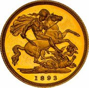 Australia 1/2 Sovereign Victoria 1893 M KM# 12 *YEAR* coin reverse Australia 1/2 Sovereign Victoria 1893 M KM# 12 *YEAR* coin reverse