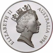 Australia $1 30th Anniversary - Decimal Coinage 1996 KM# 326 ELIZABETH II AUSTRALIA 1996 RDM coin obverse Australia $1 30th Anniversary - Decimal Coinage 1996 KM# 326 ELIZABETH II AUSTRALIA 1996 RDM coin obverse