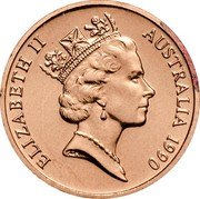Australia 1 Cent Glider 1990 KM# 78 ELIZABETH II AUSTRALIA *YEAR* RDM coin obverse Australia 1 Cent Glider 1990 KM# 78 ELIZABETH II AUSTRALIA *YEAR* RDM coin obverse