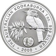 Australia 1 Dollar Kookaburra. U.S. State Quarter Massachusetts Privy Mark 2000 KM# 611 THE AUSTRALIAN KOOKABURRA 1 OZ. 999 SILVER 2000 coin reverse Australia 1 Dollar Kookaburra. U.S. State Quarter Massachusetts Privy Mark 2000 KM# 611 THE AUSTRALIAN KOOKABURRA 1 OZ. 999 SILVER 2000 coin reverse