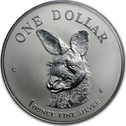 Australia 1 Dollar Australian Kangaroo 1995 KM# 293.1 ONE DOLLAR C HH 1 OUNCE FINE SILVER coin reverse Australia 1 Dollar Australian Kangaroo 1995 KM# 293.1 ONE DOLLAR C HH 1 OUNCE FINE SILVER coin reverse