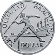 Australia 1 Dollar (Barcelona Olympics) KM# 175a.1 XXV OLYMPIAD BARCELONA 1 DOLLAR coin reverse Australia 1 Dollar (Barcelona Olympics) KM# 175a.1 XXV OLYMPIAD BARCELONA 1 DOLLAR coin reverse