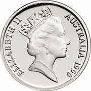 Australia 1 Dollar (Kangaroos) KM# 84a ELIZABETH II AUSTRALIA 1990 RDM coin obverse Australia 1 Dollar (Kangaroos) KM# 84a ELIZABETH II AUSTRALIA 1990 RDM coin obverse