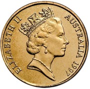 Australia 1 Dollar Sir Charles Kingsford Smith 1997 KM# 355 ELIZABETH II AUSTRALIA 1997 RDM coin obverse Australia 1 Dollar Sir Charles Kingsford Smith 1997 KM# 355 ELIZABETH II AUSTRALIA 1997 RDM coin obverse