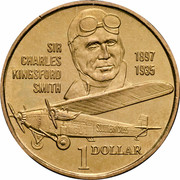 Australia 1 Dollar Sir Charles Kingsford Smith 1997 KM# 327 SIR CHARLES 1897 KINGSFORD 1935 SMITH 1 DOLLAR coin reverse Australia 1 Dollar Sir Charles Kingsford Smith 1997 KM# 327 SIR CHARLES 1897 KINGSFORD 1935 SMITH 1 DOLLAR coin reverse