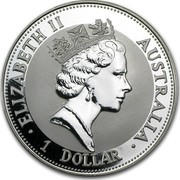 Australia 1 Dollar The Australian Kookaburra 1992 KM# 164 ELIZABETH II AUSTRALIA 1 DOLLAR RDM coin obverse Australia 1 Dollar The Australian Kookaburra 1992 KM# 164 ELIZABETH II AUSTRALIA 1 DOLLAR RDM coin obverse