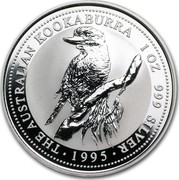 Australia 1 Dollar The Australian Kookaburra 1995 KM# 260 THE AUSTRALIAN KOOKABURRA 1 OZ 999 SILVER *YEAR* coin reverse Australia 1 Dollar The Australian Kookaburra 1995 KM# 260 THE AUSTRALIAN KOOKABURRA 1 OZ 999 SILVER *YEAR* coin reverse