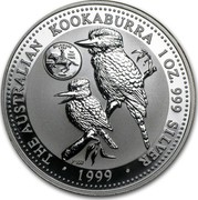 Australia 1 Dollar The Australian Kookaburra (Delaware Mark) 1999 KM# 604 THE AUSTRALIAN KOOKABURRA 1 OZ. 999 SILVER 1999 P100 coin reverse Australia 1 Dollar The Australian Kookaburra (Delaware Mark) 1999 KM# 604 THE AUSTRALIAN KOOKABURRA 1 OZ. 999 SILVER 1999 P100 coin reverse