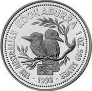 Australia 1 Dollar The Australian Kookaburra (Eagle Privy) 1993 KM# 212.2 THE AUSTRALIAN KOOKABURRA 1 OZ. 999 SILVER 1993 coin reverse Australia 1 Dollar The Australian Kookaburra (Eagle Privy) 1993 KM# 212.2 THE AUSTRALIAN KOOKABURRA 1 OZ. 999 SILVER 1993 coin reverse