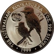 Australia 1 Dollar The Australian Kookaburra (New Jersey Privy Mark) 1999 KM# 606 THE AUSTRALIAN KOOKABURRA 1 OZ. 999 SILVER 1999 P100 coin reverse Australia 1 Dollar The Australian Kookaburra (New Jersey Privy Mark) 1999 KM# 606 THE AUSTRALIAN KOOKABURRA 1 OZ. 999 SILVER 1999 P100 coin reverse