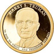 USA $1 (Harry S. Truman) KM# 606 HARRY S. TRUMAN IN GOD WE TRUST 33rd PRESIDENT 1945-1953 coin obverse USA $1 (Harry S. Truman) KM# 606 HARRY S. TRUMAN IN GOD WE TRUST 33rd PRESIDENT 1945-1953 coin obverse