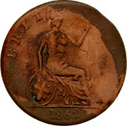 Australia 1 Penny 1852 KM# Tn193 Private Token issues BRITANNIA 1852 coin reverse