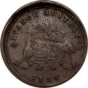 Australia 1 Penny 1854 KM# Tn250 Private Token issues ADVANCE AUSTRALIA 1854 coin reverse Australia 1 Penny 1854 KM# Tn250 Private Token issues ADVANCE AUSTRALIA 1854 coin reverse