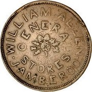Australia 1 Penny 1855 KM# Tn10 Private Token issues WILLIAM ALLEN GENERAL STORES JAMBEROO coin obverse Australia 1 Penny 1855 KM# Tn10 Private Token issues WILLIAM ALLEN GENERAL STORES JAMBEROO coin obverse