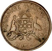 Australia 1 Penny 1855 KM# Tn10 Private Token issues ADVANCE AUSTRALIA 1855 coin reverse Australia 1 Penny 1855 KM# Tn10 Private Token issues ADVANCE AUSTRALIA 1855 coin reverse