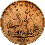 Australia 1 Penny 1855 KM# Tn270 Private Token issues TASMANIA coin reverse Australia 1 Penny 1855 KM# Tn270 Private Token issues TASMANIA coin reverse