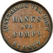 Australia 1 Penny 1857 KM# Tn81 Private Token issues AUSTRALIAN TEA MART HANKS AND COMPY SYDNEY coin obverse