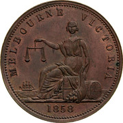 Australia 1 Penny Peace and plenty 1858 KM# Tn285.1 MELBOURNE VICTORIA coin reverse Australia 1 Penny Peace and plenty 1858 KM# Tn285.1 MELBOURNE VICTORIA coin reverse