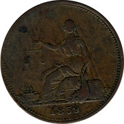 Australia 1 Penny 1859 KM# Tn29 Private Token issues 1859 coin obverse Australia 1 Penny 1859 KM# Tn29 Private Token issues 1859 coin obverse