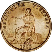Australia 1 Penny 1860 KM# Tn11 Private Token issues MELBOURNE VICTORIA 1860 coin reverse Australia 1 Penny 1860 KM# Tn11 Private Token issues MELBOURNE VICTORIA 1860 coin reverse