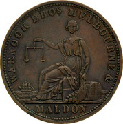 Australia 1 Penny 1861 KM# Tn262 Private Token issues WARNOCK BROS. MELBOURNE coin obverse Australia 1 Penny 1861 KM# Tn262 Private Token issues WARNOCK BROS. MELBOURNE coin obverse