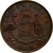 Australia 1 Penny 1861 KM# Tn262 Private Token issues PEACE & PLENTY coin reverse Australia 1 Penny 1861 KM# Tn262 Private Token issues PEACE & PLENTY coin reverse