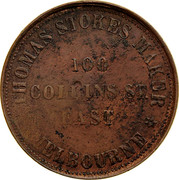 Australia 1 Penny 1862 KM# Tn221.2 Private Token issues THOMAS STOKES coin obverse