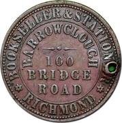 Australia 1 Penny 1862 KM# Tn19.1 Private Token issues BOOKSELLER&STATION RICHMOND BARROWCLOUCH 100 BRIDGE ROAD coin obverse Australia 1 Penny 1862 KM# Tn19.1 Private Token issues BOOKSELLER&STATION RICHMOND BARROWCLOUCH 100 BRIDGE ROAD coin obverse