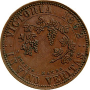 Australia 1 Penny 1862 KM# Tn231 Private Token issues VICTORIA 1862 IN VINO VERITAS coin reverse