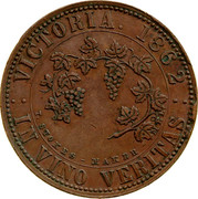 Australia 1 Penny 1862 KM# Tn226 Private Token issues VICTORIA 1862 IN VINO VERITAS T.STOKES - MAKER coin reverse