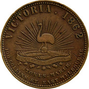 Australia 1 Penny 1862 KM# Tn203 Private Token issues VICTORIA coin reverse Australia 1 Penny 1862 KM# Tn203 Private Token issues VICTORIA coin reverse