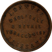Australia 1 Penny 1864 KM# Tn208 Private Token issues J.SAWYER WHOLESALE & RETAIL TOBACCOIST BRISBANE coin obverse