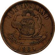 Australia 1 Penny 1864 KM# Tn208 Private Token issues QUEENSLAND coin reverse