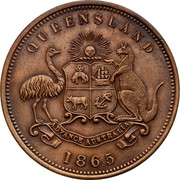 Australia 1 Penny 1865 KM# Tn196 Private Token issues QUEENSLAND ADVANCE AUSTRALIA 1865 coin reverse Australia 1 Penny 1865 KM# Tn196 Private Token issues QUEENSLAND ADVANCE AUSTRALIA 1865 coin reverse