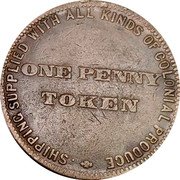 Australia 1 Penny KM# Tn148 Private Token issues SHIPPING SUPPLIED WITH ALL KINDS OF COLONIAL PRODUCE coin reverse