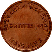 Australia 1 Penny ND KM# Tn216 Private Token issues STEWART & HEMMANT BRISBANE coin obverse Australia 1 Penny ND KM# Tn216 Private Token issues STEWART & HEMMANT BRISBANE coin obverse