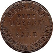 Australia 1 Penny ND KM# Tn76 Private Token issues GIPPS LAND HARDWARE COMPANY PORT ALBERT & SALE coin obverse Australia 1 Penny ND KM# Tn76 Private Token issues GIPPS LAND HARDWARE COMPANY PORT ALBERT & SALE coin obverse